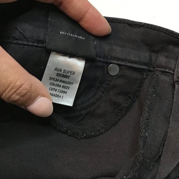 HUDSON-WOMENS BLACK 91.5% COTTON WITH 100% LAMB NAPPA SUPER SKINNY JEANS SIZE 28 - Picture 6 of 9